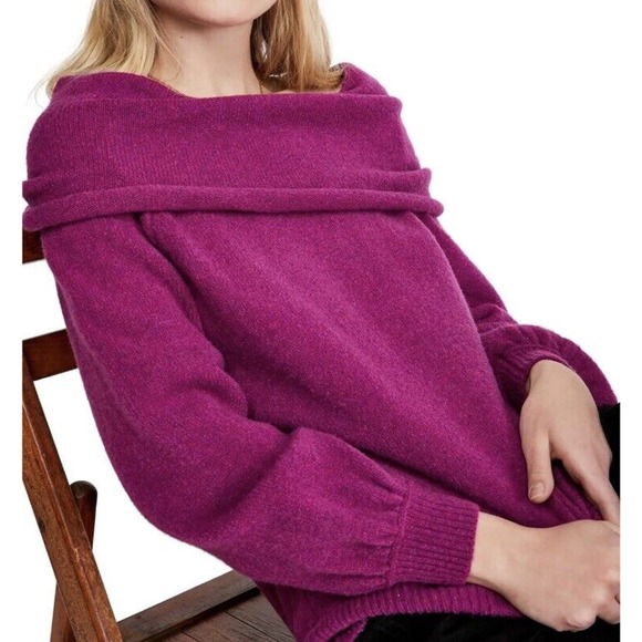 Free People Magic Orchid Echo Beach Oversized Cowl Neck Pullover Sweater Wool XS - Picture 11 of 11